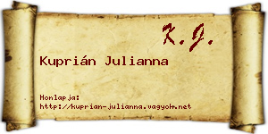 Kuprián Julianna névjegykártya
